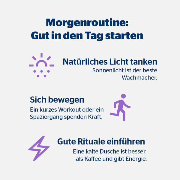 Das sind Krystians Tipps zur Morgenroutine Grafik zur Morgenroutine: Gut in den Tag starten