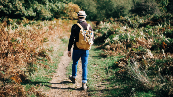 Mann spaziert durch die Natur im Wald – Mental Health Mann spaziert durch die Natur im Wald – Mental Health